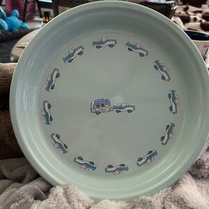 Vintage Marble Canyon Rambling Road Enamelware Round Dinner Tray Platter
